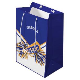For Cheerleaders  - White, Blue and Gold -Medium Medium Gift Bag