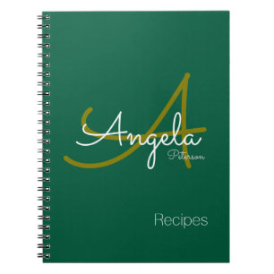 for Chef Recipes a Modern Monogrammed Green Notebook