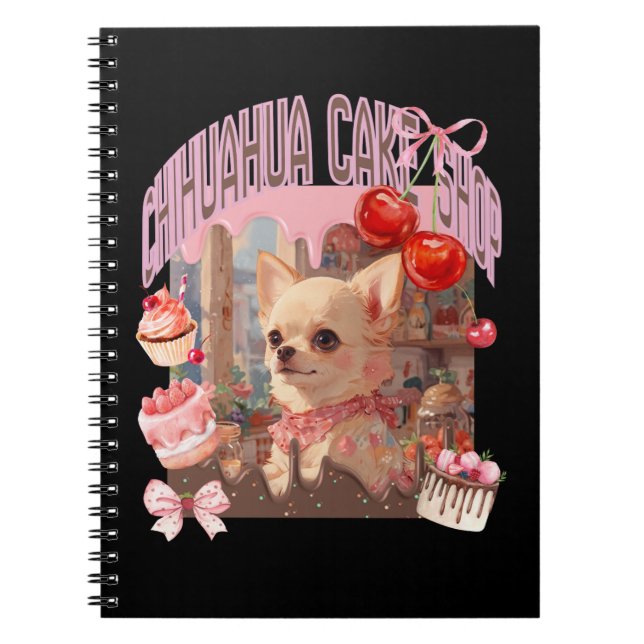 For Chihuahua cake shop, cake, puppy, cherry, ribb Notebook (Front)
