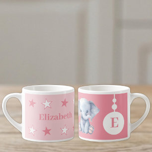 For children elephant name pink espresso cup