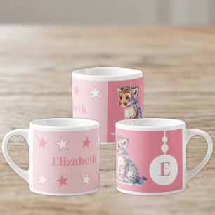 For children leopard name pink espresso cup