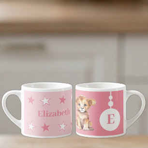 For children lion name pink espresso cup