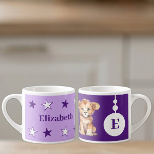 For children lion name purple espresso cup