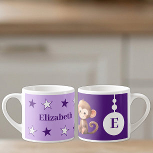 For children monkey name purple espresso cup