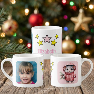 For children photo name mouse christmas pink espresso cup