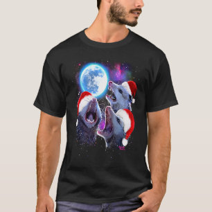 For Christmas Three Opossums howling at the Moon P T-Shirt