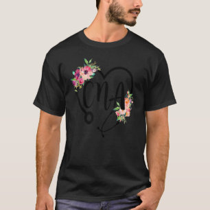 For Cnas & Medical Staffs Floral Stethoscope Desig T-Shirt