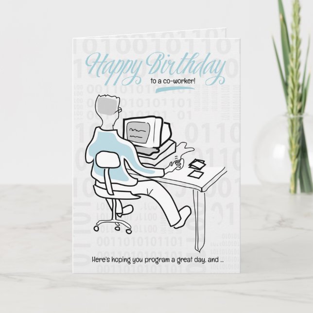 for Co-Worker Funny Birthday Computer Guy Card (Front)