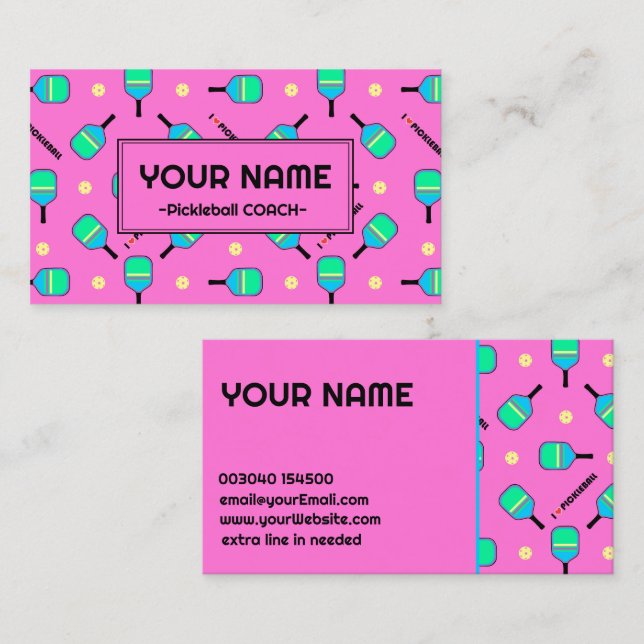 For Coach Pickleball pastel I love Pickleball pink Business Card (Front/Back)