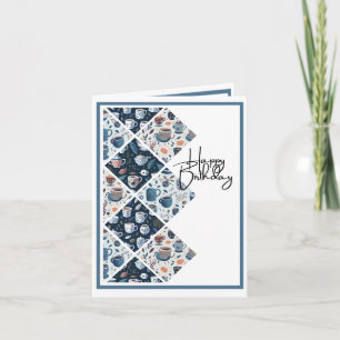 For Coffee and Tea Lovers - Blue Birthday Card