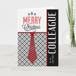 for Colleague Merry Christmas Masculine Necktie Holiday Card