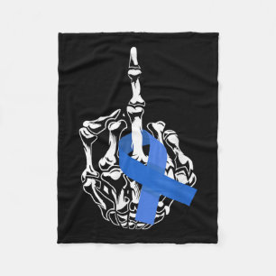 For Colon Cancer Middle Finger Ribbon Colon Cancer Fleece Blanket