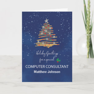 For Computer Consultant Christmas Tree Custom Name Card