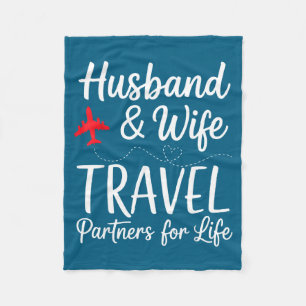 For Couple Matching Husband Wife Travel Fleece Blanket