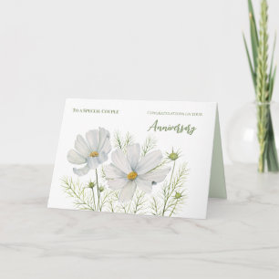 For Couple on Wedding Anniversary White Cosmos Card