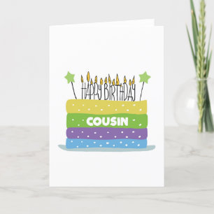 For Cousin Cake and Candles Happy Birthday Card