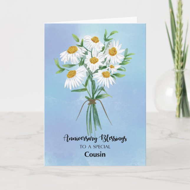 For Cousin Wedding Anniversary Blessings Bouquet Card (Front)