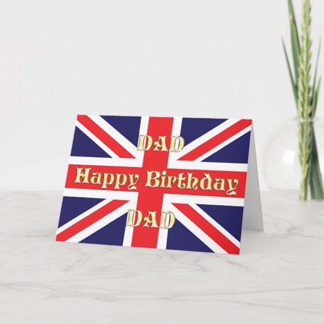 For Dad, a Birthday card with a Union Jack (Front)
