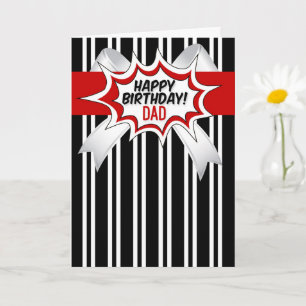 for Dad Birthday with Red Comic Book Style Card