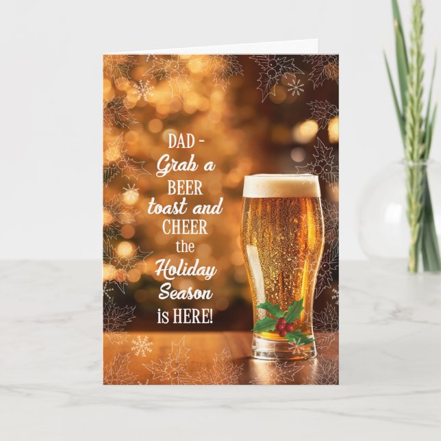 for Dad Cheers Frosty Glass of Beer Holiday Card (Front)