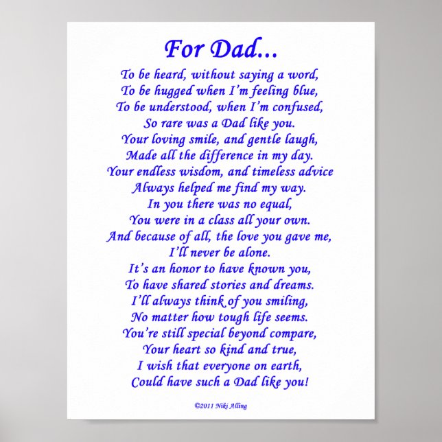 For Dad Memorial Poem Poster (Front)
