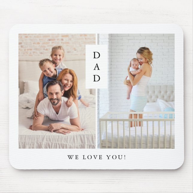 For Dad | Modern Two Photo Grid Mouse Pad (Front)
