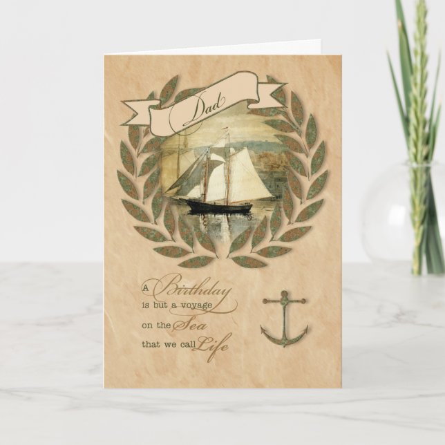 for Dad Nautical Sailing Theme Birthday Card (Front)