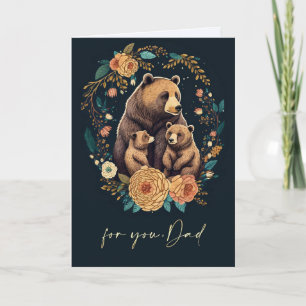 For Dad on Father's Day Cute Bears Folk Art Card