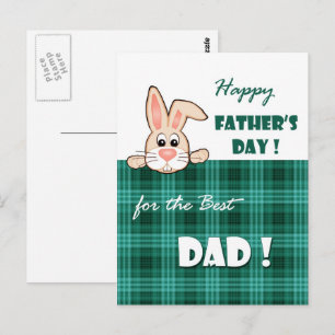 For Dad on Father's Day. Cute Bunny Postcard