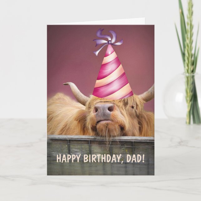For Dad Party Steer Birthday Folded Greeting Card (Front)