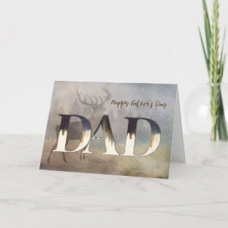 For Dad Rustic Watercolor with Deer and Forest Card