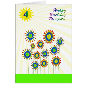 For daughter age 4, a happy flowers card