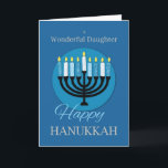For Daughter Hanukkah Menorah on Dark Blue Card<br><div class="desc">This is a beautiful card that you can surprise a wonderful daughter with once the Hanukkah holidays finally arrive. The inside share one of the sincerest message for her while the outside features a Menorah.</div>
