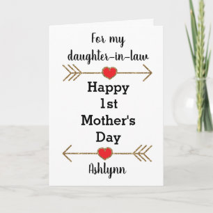 For Daughter In Law on First Mother's Day Card