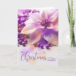 for Daugther Christmas Lavender Purple Poinsettia Holiday Card