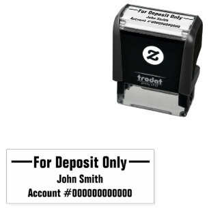 For Deposit Only Add name Bank Account Number Bold Self-inking Stamp
