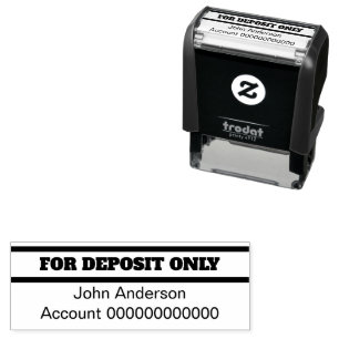 For Deposit Only (Bold) Name Bank Account Number Self-inking Stamp