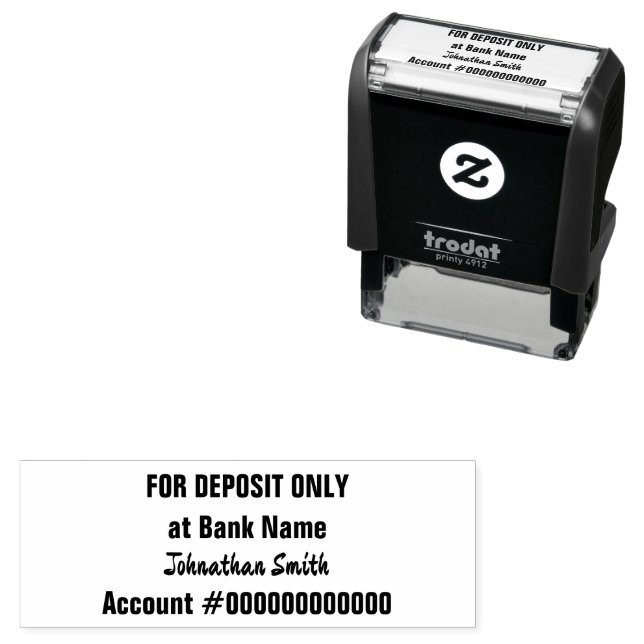 For Deposit Only Cursive Script Name Bank Account Self-inking Stamp (In Situ)