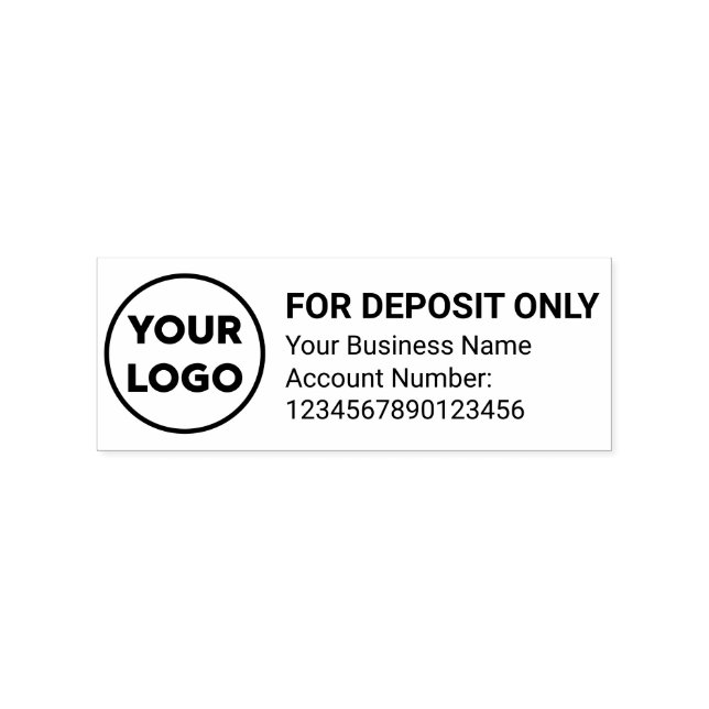 For Deposit Only Custom Company Logo Business Bank Rubber Stamp (Imprint)