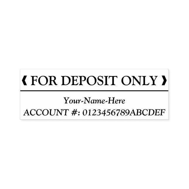 "FOR DEPOSIT ONLY" + Custom Name Rubber Stamp (Design)