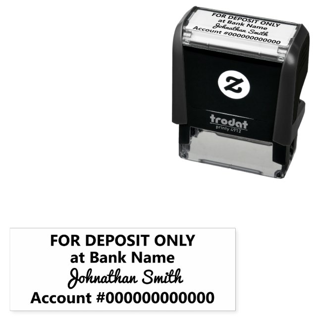 For Deposit Only "Signature" at Bank Name Account Self-inking Stamp (In Situ)