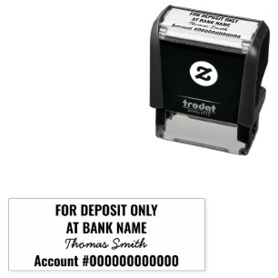 For Deposit Only Signature Bank Acct Number Self-inking Stamp