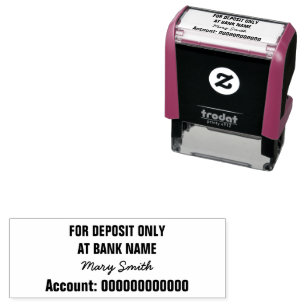 For Deposit Only Signature Name Bank Acct Number Self-inking Stamp