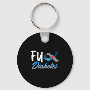 For Diabetes Awareness Warrior Survivor Blue Grey Key Ring