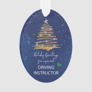 For Driving Instructor Christmas Tree Custom Name Ornament