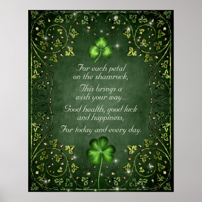 For Each Petal on the Shamrock - Irish Saying Poster (Front)