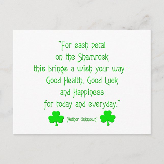 For each petal on the shamrock... postcard (Front)