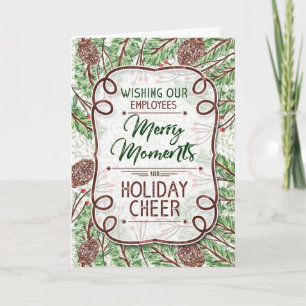for Employees Seasonal Cheer Pine Cones Holiday Card
