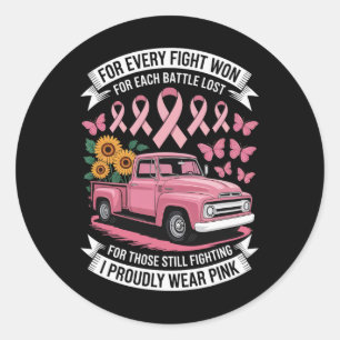 For Every Fight Won I Proudly Wear Pink Support Aw Classic Round Sticker