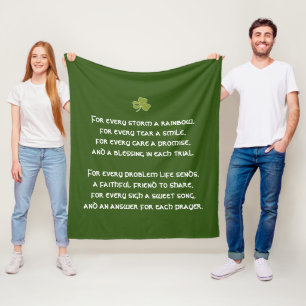 For Every Storm A Rainbow Irish Blessing Fleece Blanket